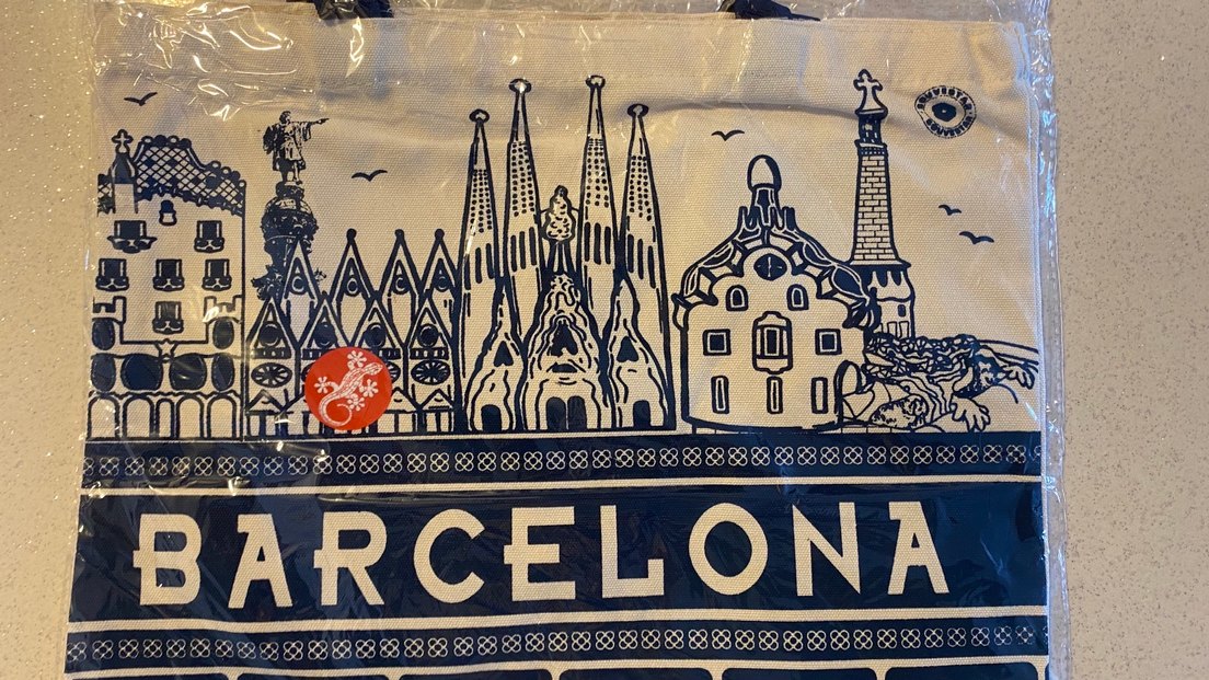 Mavi Baskılı Barcelona Bez Çanta - Görsel 3