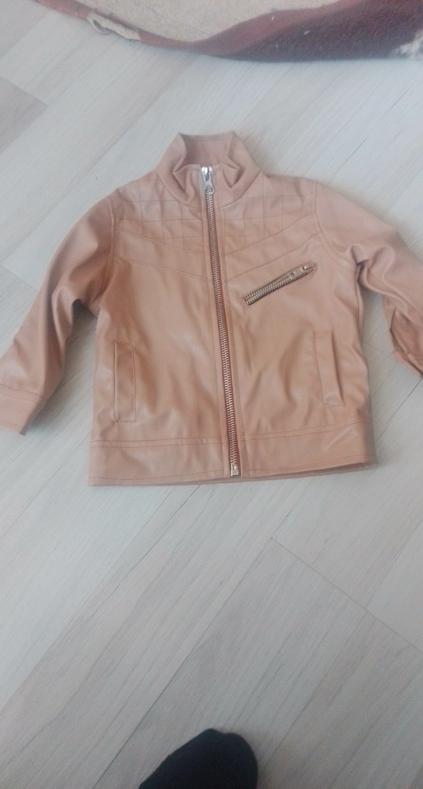 Bej Kadın Deri Ceket Fermuarlı - Görsel 2