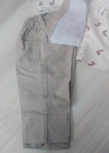 Bej Keten Erkek Bebek Takımı - Görsel 3