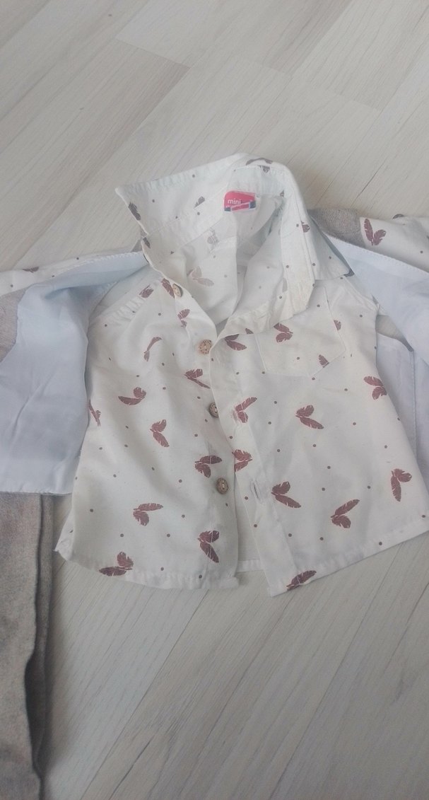 Bej Keten Erkek Bebek Takımı - Görsel 2