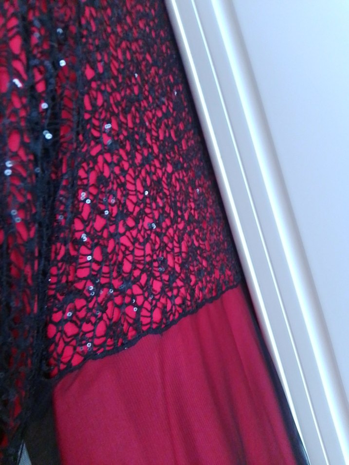 Bordo Dantel Uzun Kollu Gotik Abiye Elbise - Görsel 2