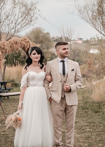 Bej A Kesim Bohem Gelinlik