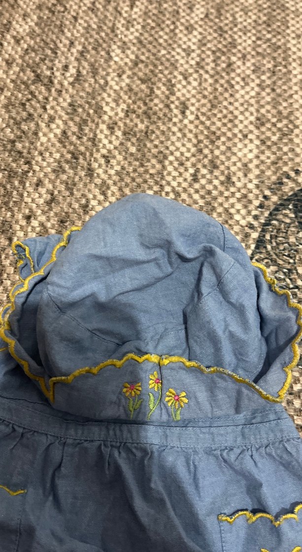 Nakışlı Volanlı Mavi Kız Elbisesi - Görsel 3