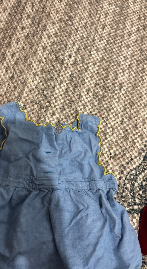 Nakışlı Volanlı Mavi Kız Elbisesi - Görsel 2