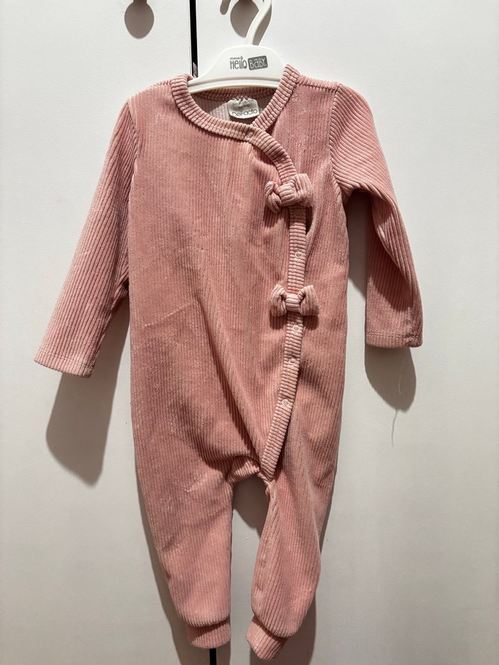 Düğmeli Pembe Bebek Kız Tulum - Görsel 3