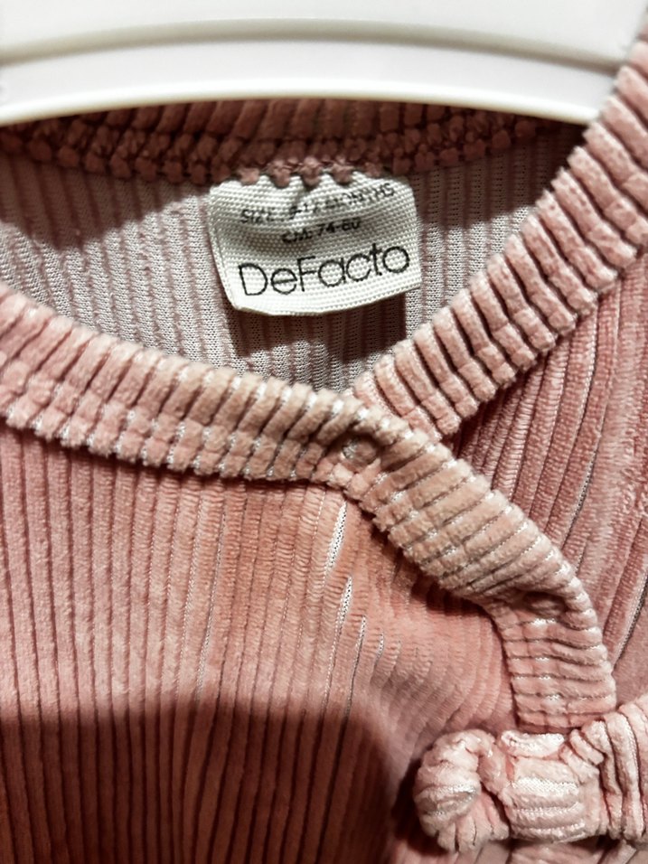 Düğmeli Pembe Bebek Kız Tulum - Görsel 2