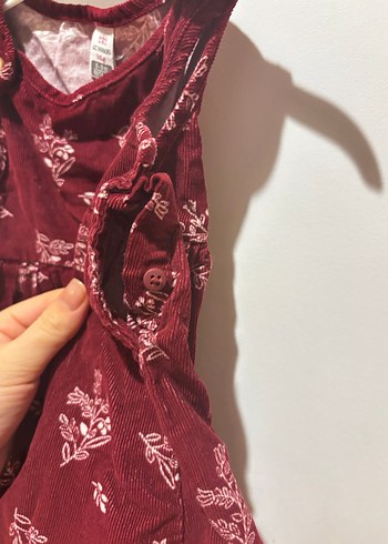 Bordo Çiçek Desenli Kolsuz Kız Elbise - Görsel 2