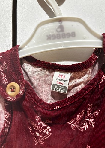 Bordo Çiçek Desenli Kolsuz Kız Elbise - Görsel 3