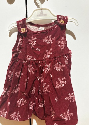 Bordo Çiçek Desenli Kolsuz Kız Elbise - Görsel 4