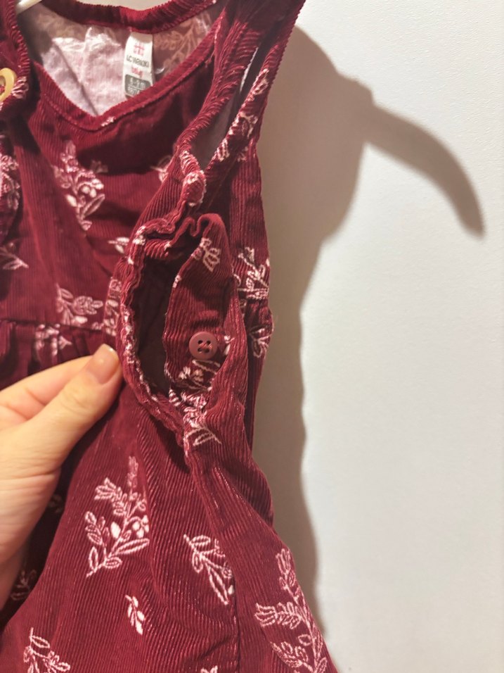 Bordo Çiçek Desenli Kolsuz Kız Elbise - Görsel 2