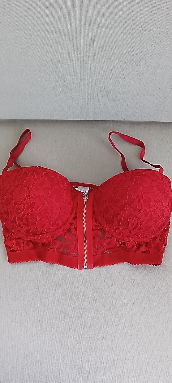 Kırmızı Dantelli Mini Büstiyer ve Külot Takımı - Görsel 3