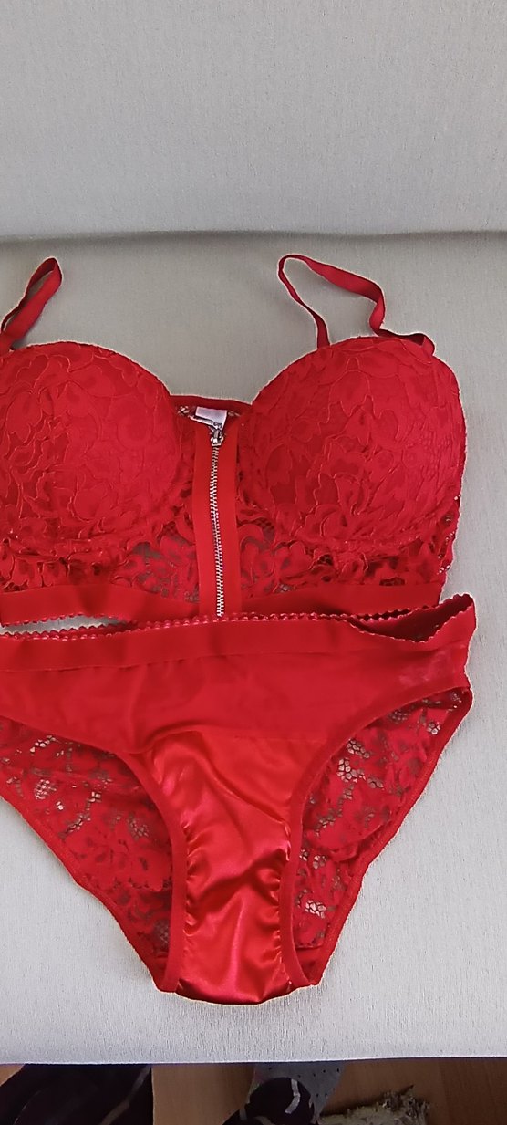 Kırmızı Dantelli Mini Büstiyer ve Külot Takımı - Görsel 2