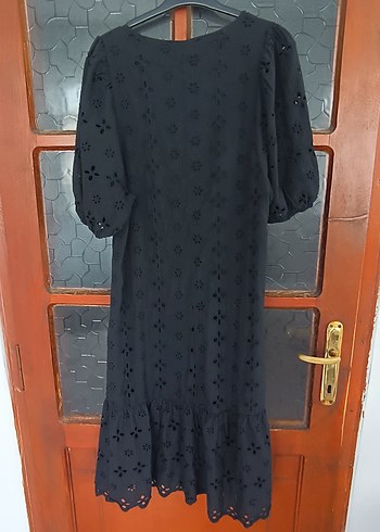 Bohem Siyah Düğmeli Uzun Elbise - Görsel 4