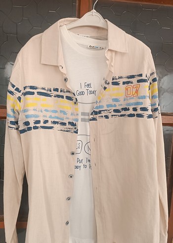 Bej Desenli Uzun Kollu Gömlek - Görsel 2