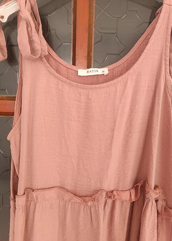 Bej Keten Uzun Bohem Elbise - Görsel 4