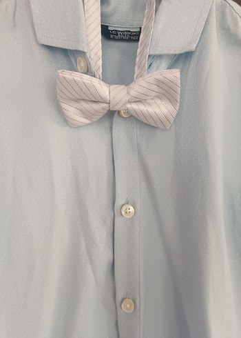 Mavi Keten Erkek Gömlek, Düğmeli, Uzun Kollu - Görsel 4