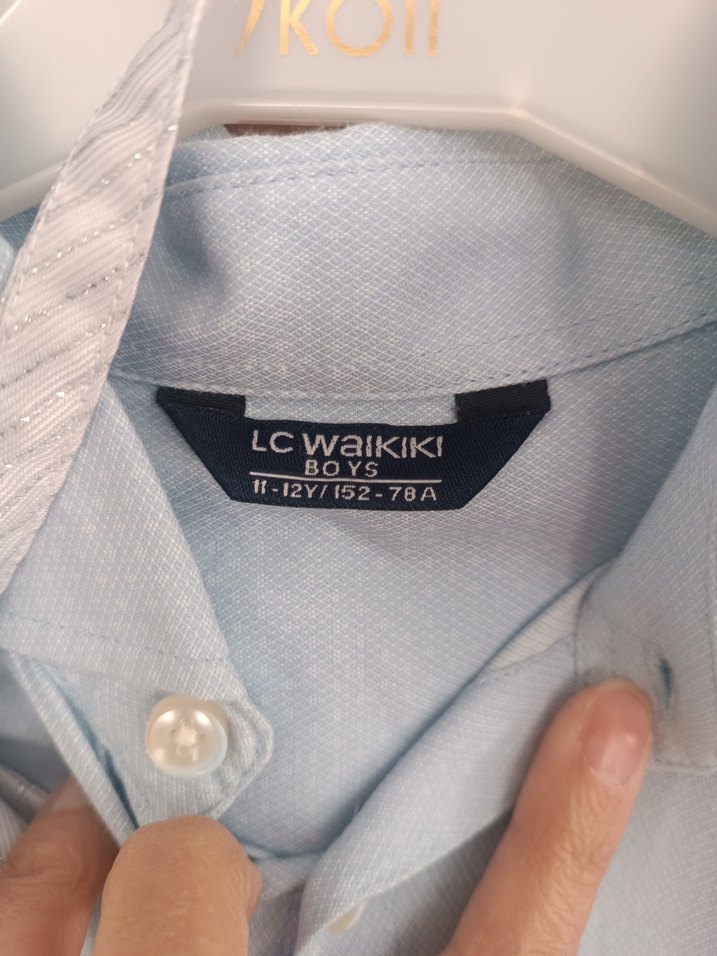 Mavi Keten Erkek Gömlek, Düğmeli, Uzun Kollu - Görsel 5