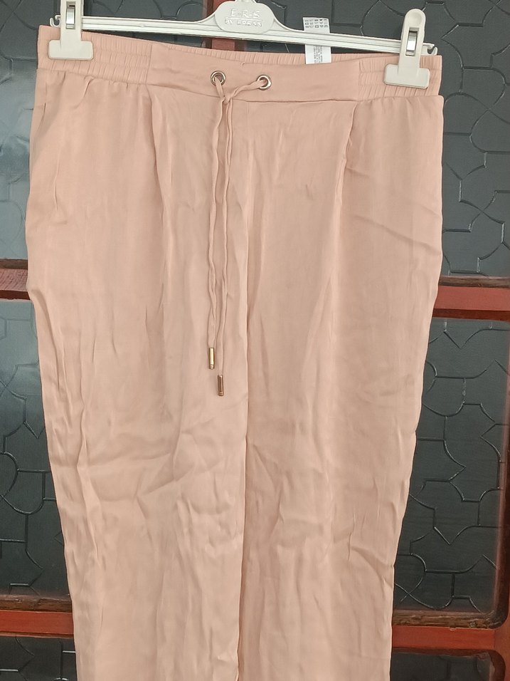 Kadın Bej Salaş Saten Pantolon - Görsel 4