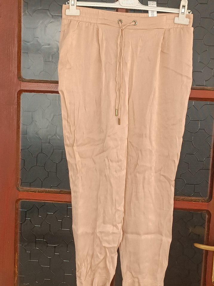 Kadın Bej Salaş Saten Pantolon - Görsel 3