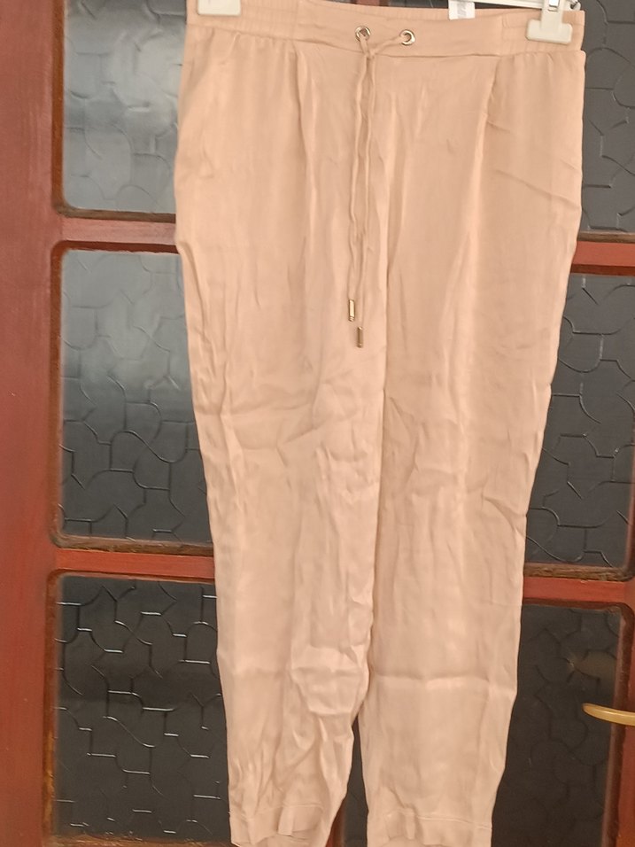 Kadın Bej Salaş Saten Pantolon - Görsel 2