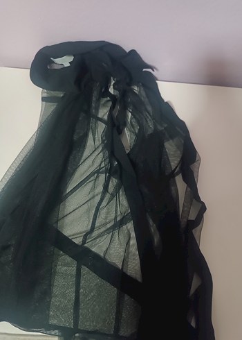 Uzun Siyah Transparan Kadın Elbise - Görsel 3