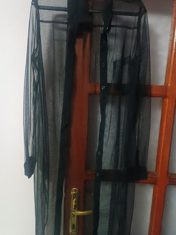 Uzun Siyah Transparan Kadın Elbise - Görsel 2