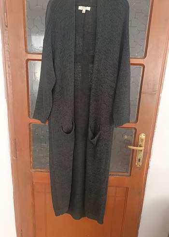 Gri Uzun Örgü Kadın Hırka - Görsel 2