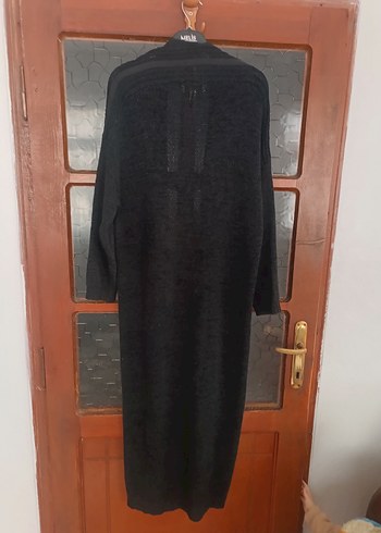 Gri Uzun Örgü Kadın Hırka - Görsel 6