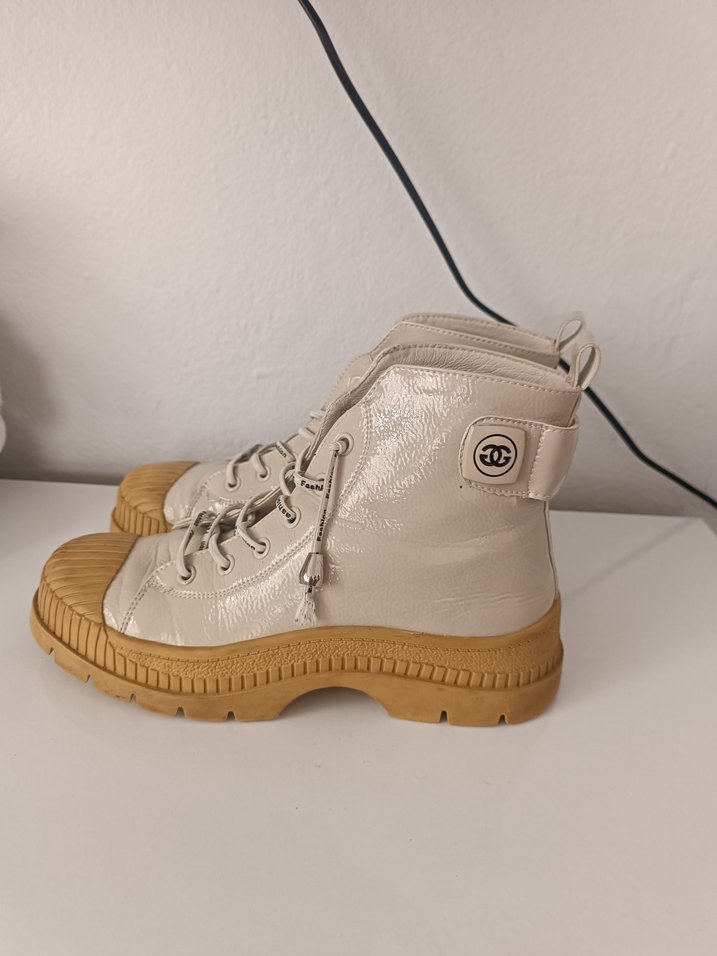 Bej Bağcıklı Kadın Günlük Dolgu Topuk Bot - Görsel 5