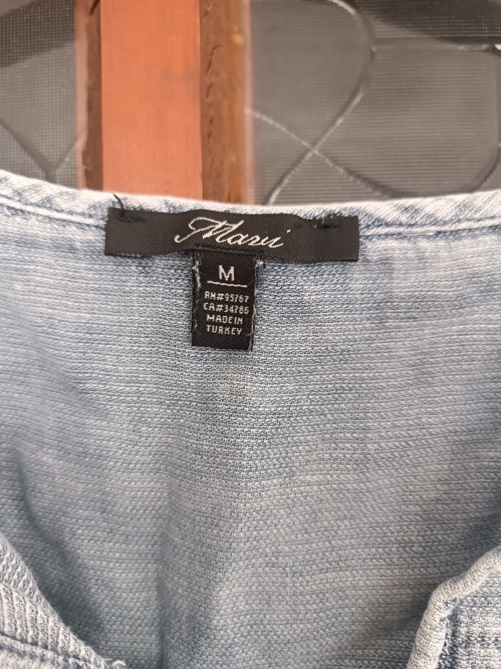 Gri Keten V Yaka Salaş Kadın Gömlek - Görsel 4