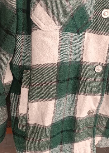 Düğmeli Yeşil Gri Ekose Kadın Gömlek - Görsel 4