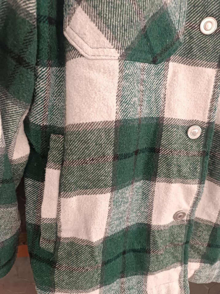 Düğmeli Yeşil Gri Ekose Kadın Gömlek - Görsel 4