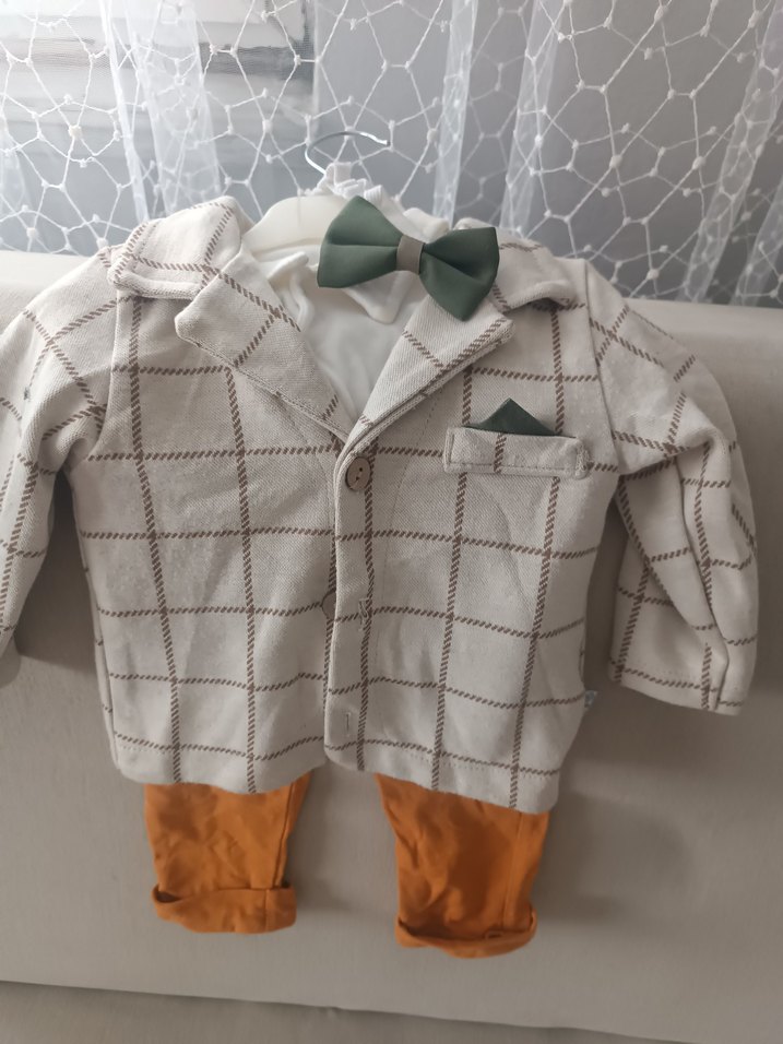 Uzun Kollu Düğmeli Bebek Erkek Takım - Görsel 2
