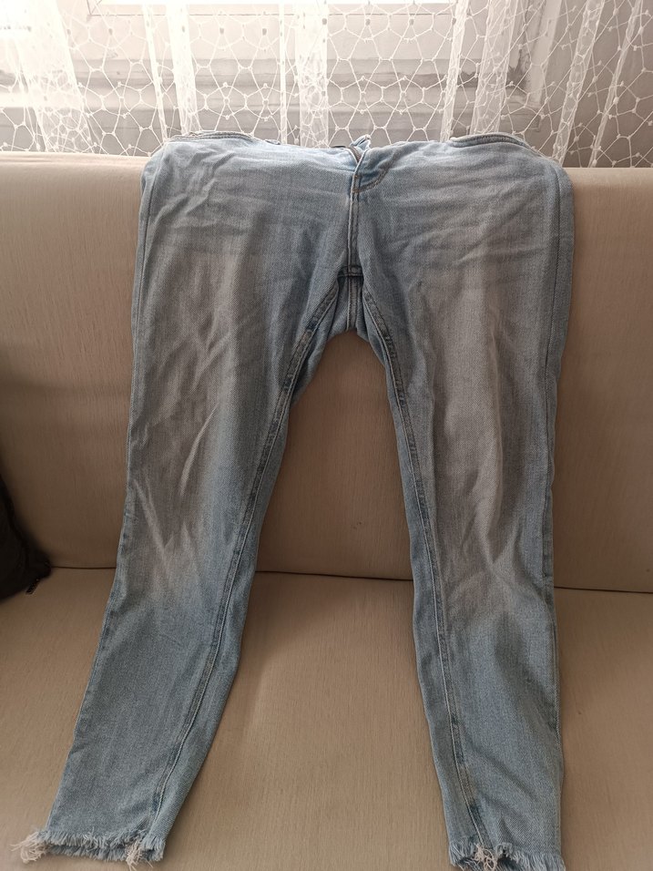 Gri Mavi Midi Denim Kot Pantolon - Görsel 4