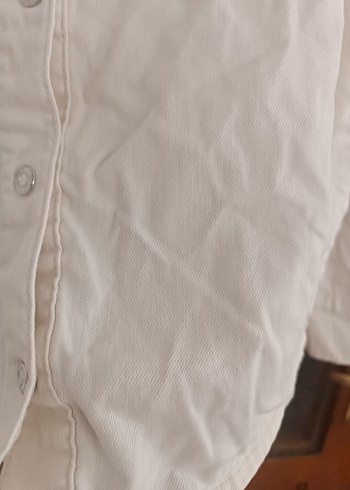 Düğmeli Beyaz Keten Kadın Gömlek - Görsel 4