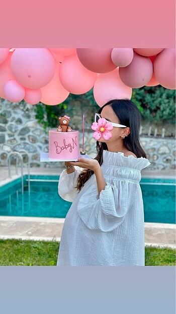 xs Beden beyaz Renk H&m balon kollu elbise