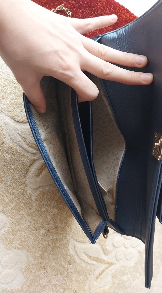 Kadın Mavi Deri Tokalı Clutch Çanta  #çanta - Görsel 4