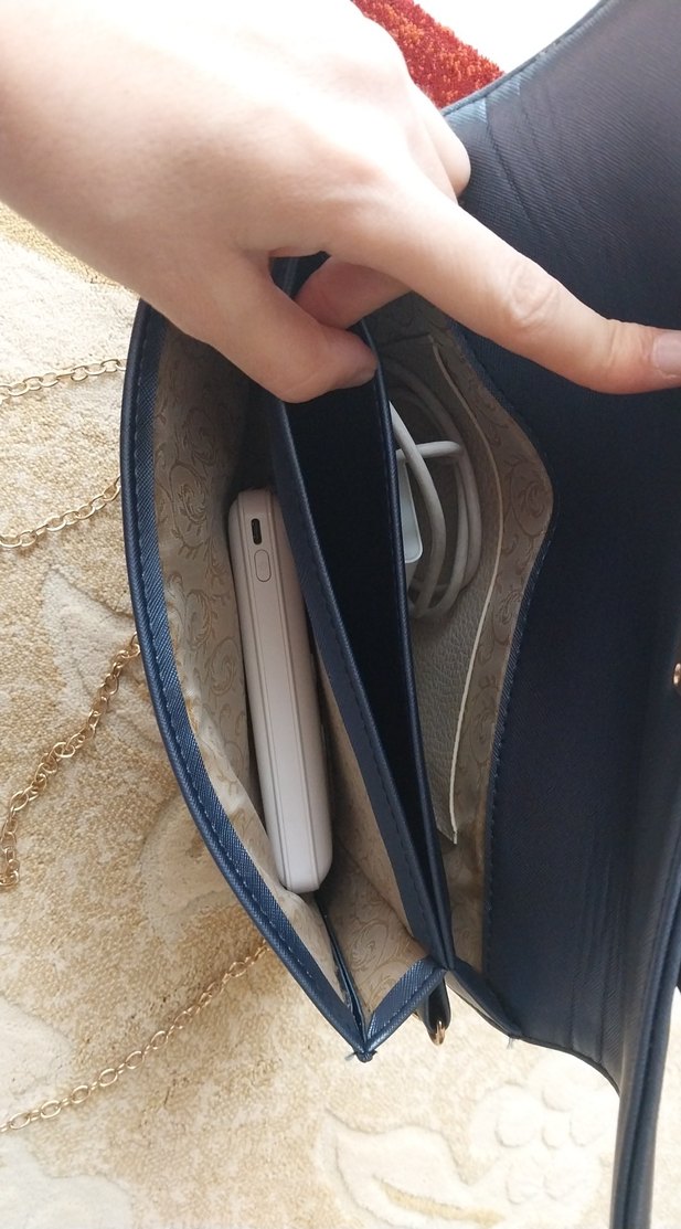 Kadın Mavi Deri Tokalı Clutch Çanta  #çanta - Görsel 5