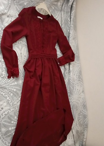 ~~Bordo Uzun Kollu Nakışlı Kadın Abiye 
#abiye #uzunabiye~~~~ - Görsel 6