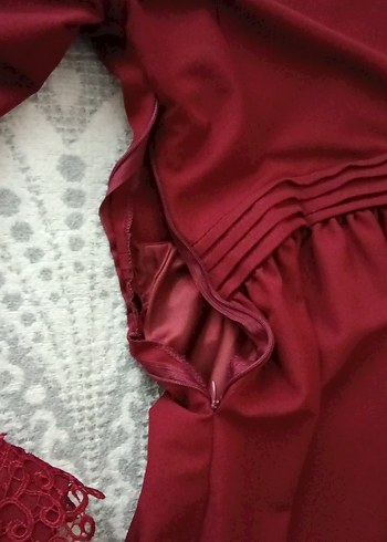 ~~Bordo Uzun Kollu Nakışlı Kadın Abiye 
#abiye #uzunabiye~~~~ - Görsel 7