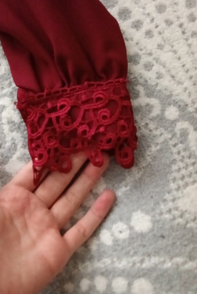 ~~Bordo Uzun Kollu Nakışlı Kadın Abiye 
#abiye #uzunabiye~~~~ - Görsel 4