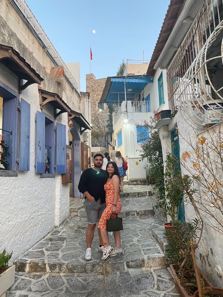 Turuncu Askılı Midi Bağlama Desenli Elbise - Görsel 3