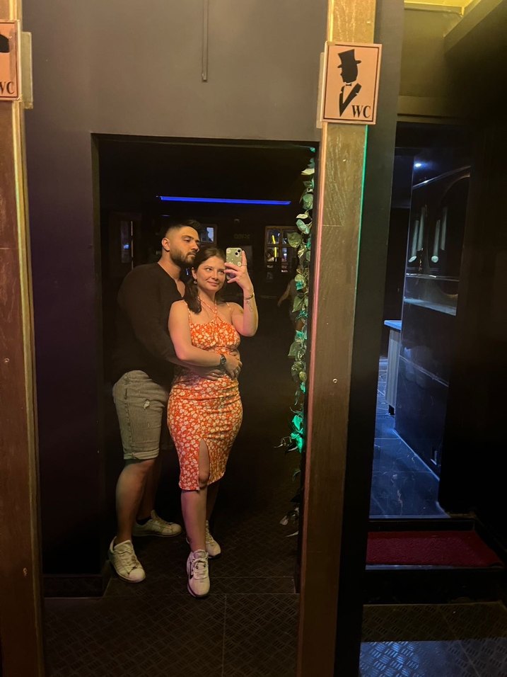 Turuncu Askılı Midi Bağlama Desenli Elbise - Görsel 5