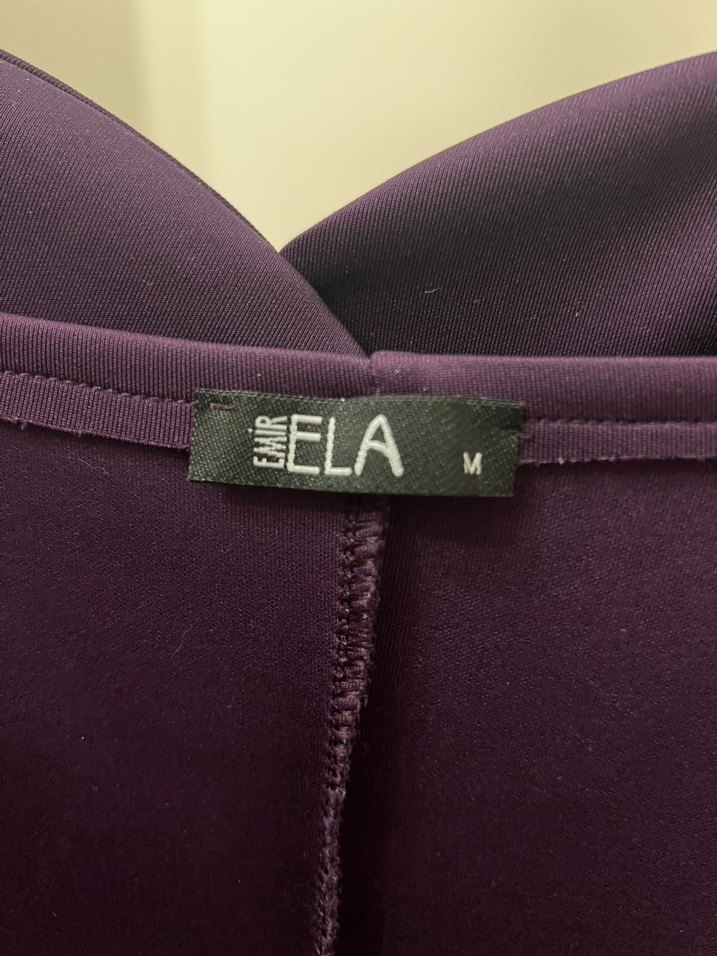 Mor Midi Boy, Yırtmaçlı Sade Abiye Elbise - Görsel 2