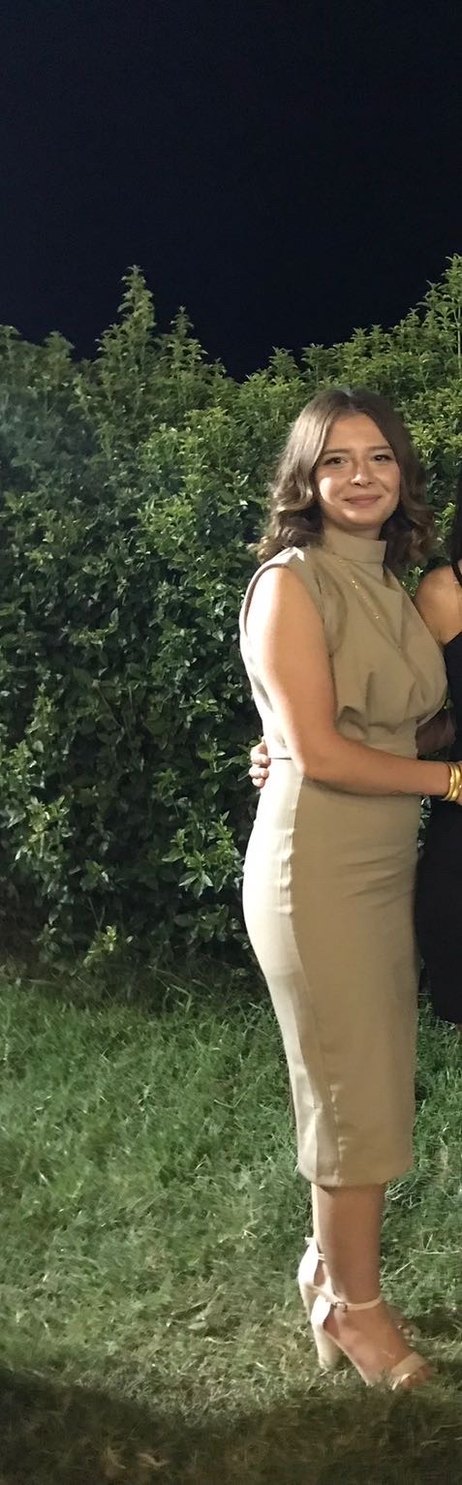 Bej Midi Kalem Elbise Yüksek Yakalı - Görsel 2