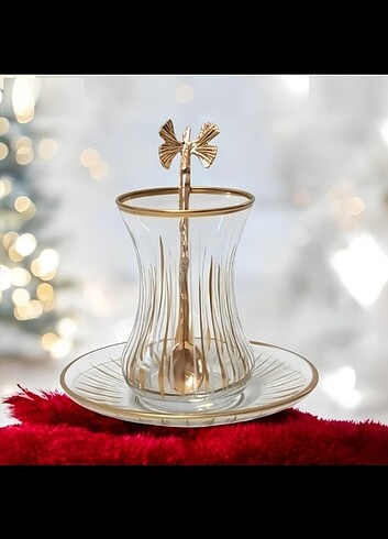 Lav İncebel Piramit 12 Parça Çay Seti Gold Lav