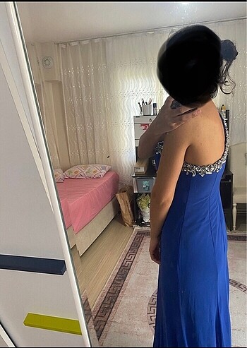 38 Beden Tek kollu taşlı abiye