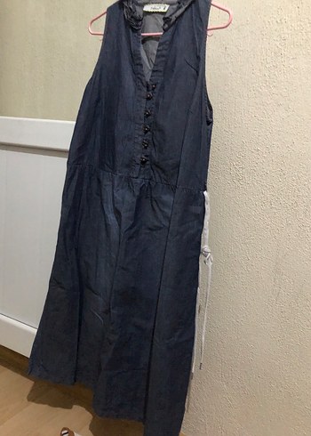 Uzun Lacivert Hamile Kot Elbise - Görsel 4