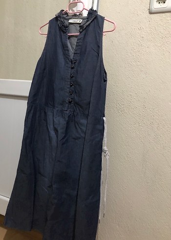 Uzun Lacivert Hamile Kot Elbise - Görsel 2