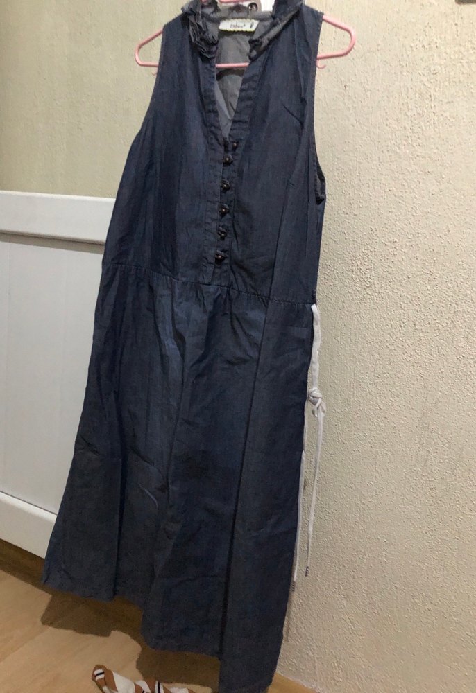 Uzun Lacivert Hamile Kot Elbise - Görsel 4